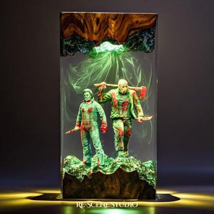 Michael Myers vs Jason Resin Lamp - Horror Icons