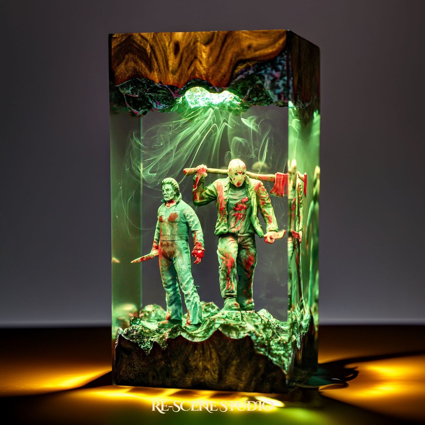 Michael Myers vs Jason Resin Lamp - Horror Icons