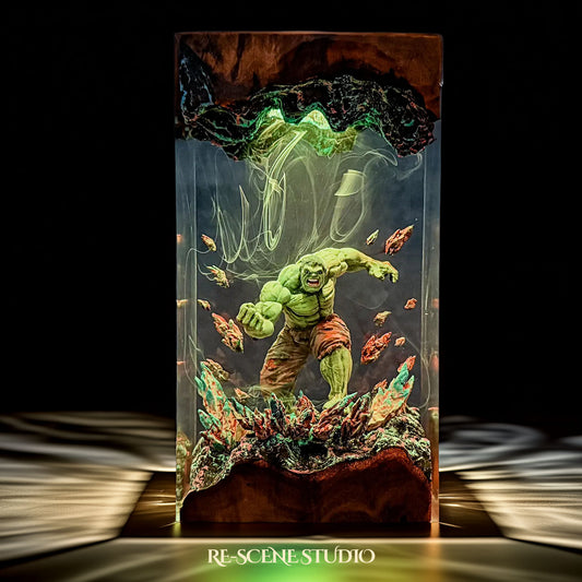 Emerald Rage Giant Resin Lamp — Handcrafted Epoxy Resin LED Lamp | Unique Ambient Decor & Collector's Gift