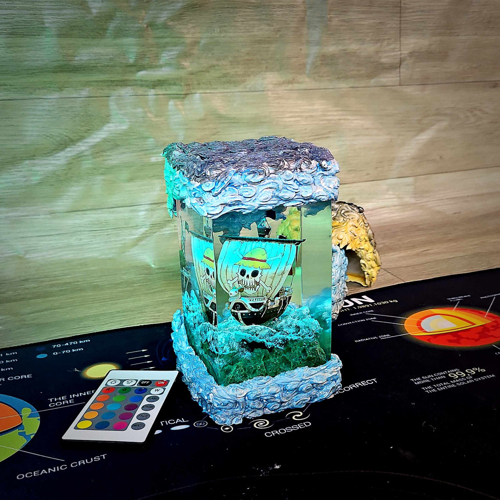 Going Merry Resin Lamp V2 - One Piece Multicolor / Size M – Handmade Epoxy Resin Lamp by Rescene Studio | Rescene Studio