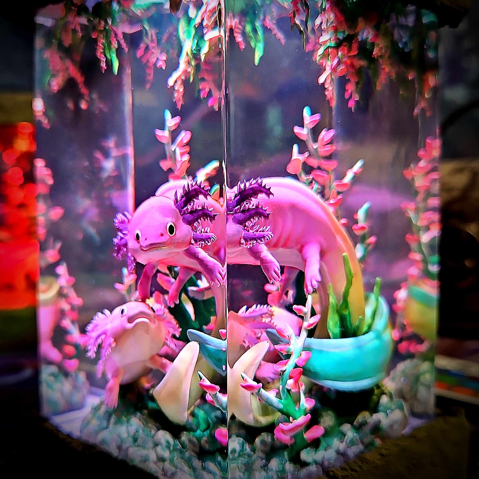 Axolotl Resin Lamp V1 - Underwater Fantasy Edition Multicolor / Size M – Handmade Epoxy Resin Lamp by Rescene Studio | Rescene Studio