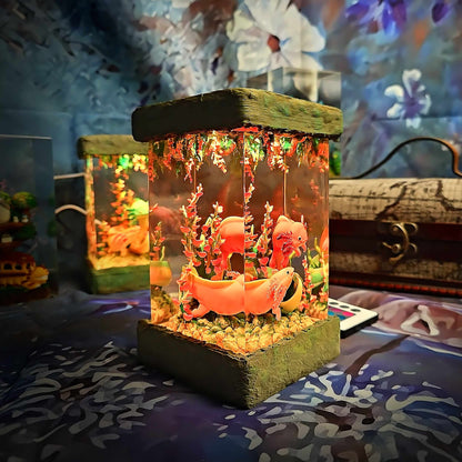 Axolotl Resin Lamp V1 - Underwater Fantasy Edition Multicolor / Size M – Handmade Resin Lamp by Rescene Studio | Rescene Studio