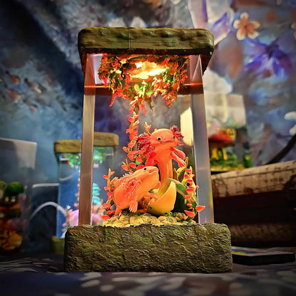 Axolotl Resin Lamp V1 - Underwater Fantasy Edition Multicolor / Size M – Handmade Resin Lamp by Rescene Studio | Rescene Studio