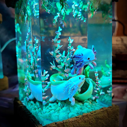 Axolotl Resin Lamp V1 - Underwater Fantasy Edition Multicolor / Size M – Handmade Resin Lamp by Rescene Studio | Rescene Studio