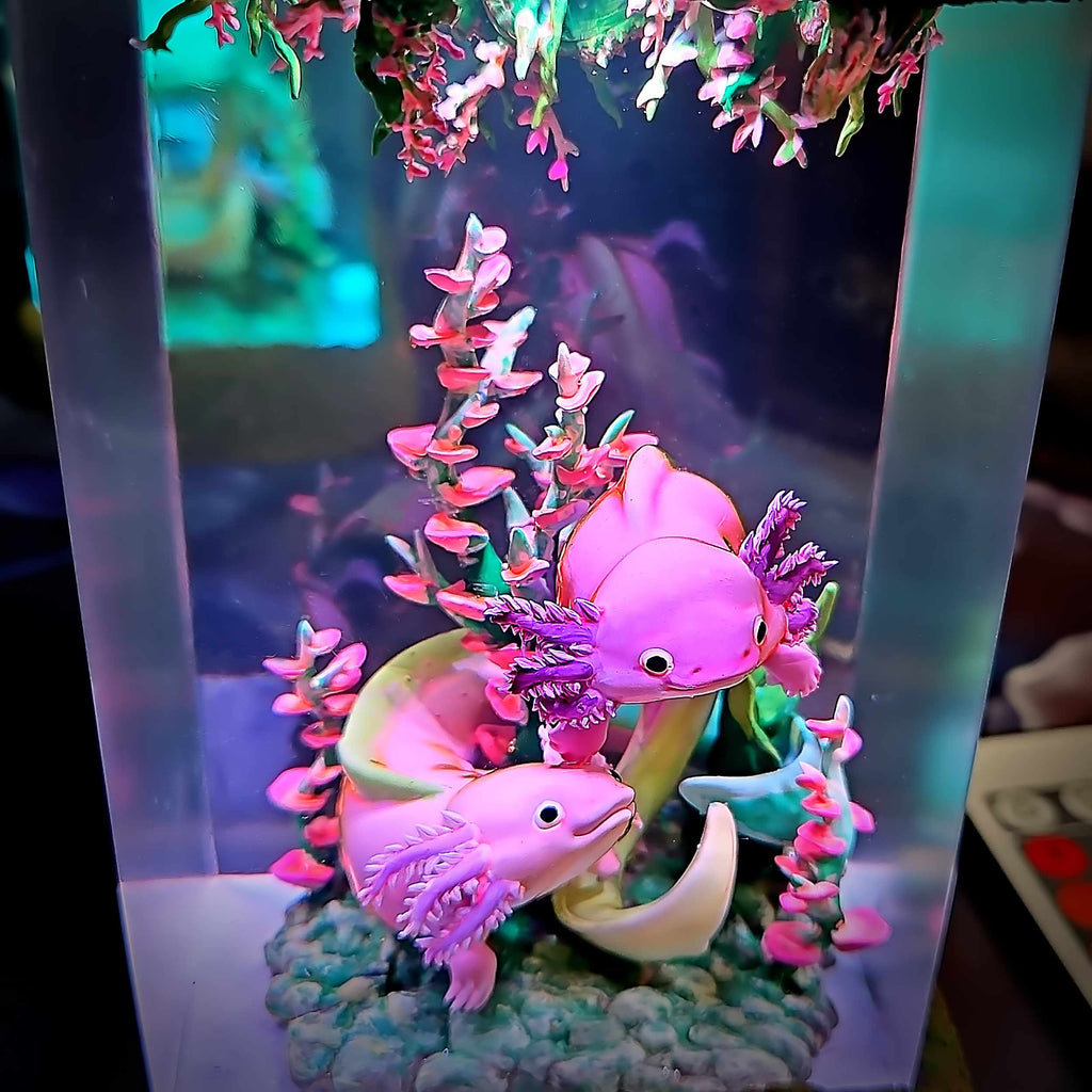 Axolotl Resin Lamp V1 - Underwater Fantasy Edition Multicolor / Size M – Handmade Epoxy Resin Lamp by Rescene Studio | Rescene Studio