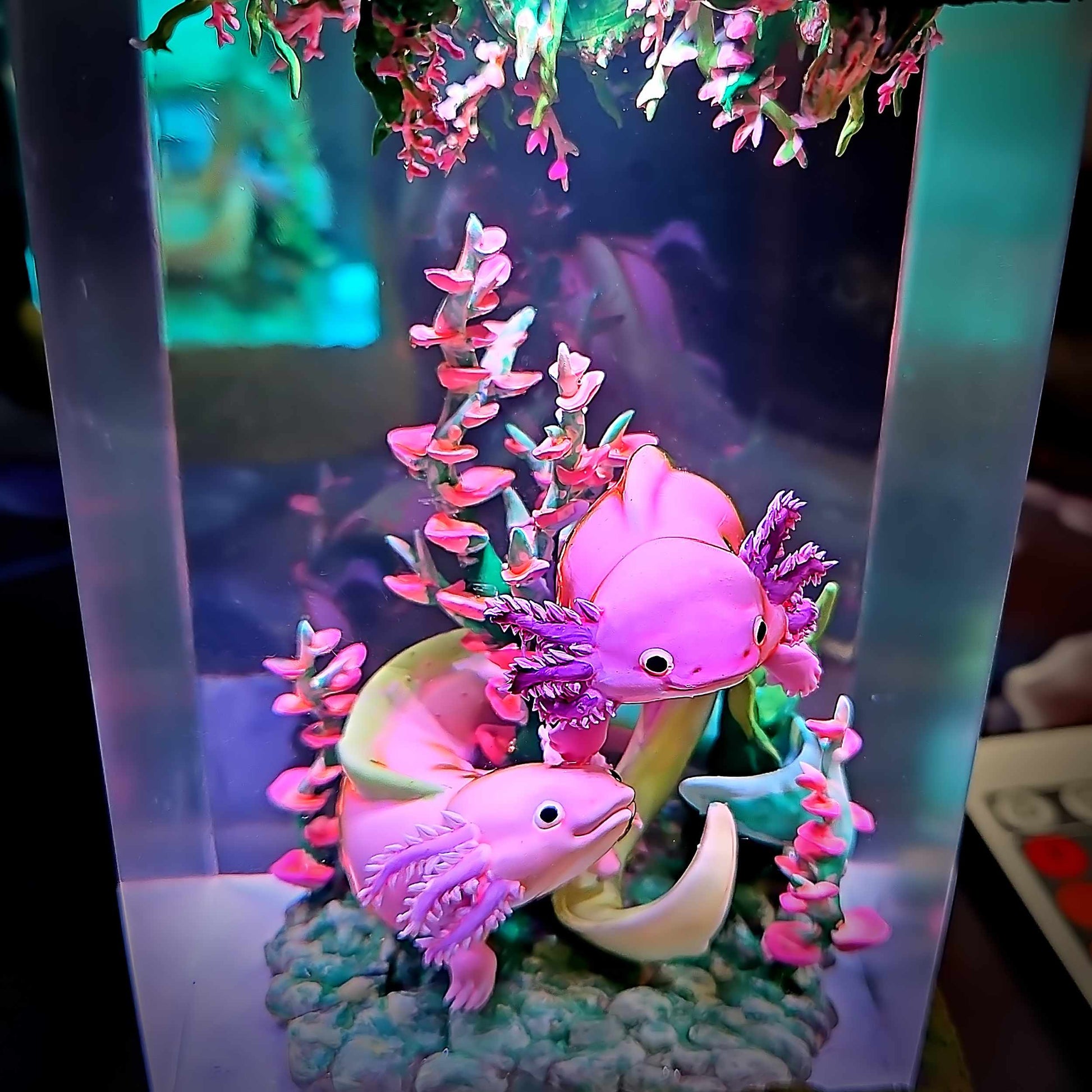 Axolotl Resin Lamp V1 - Underwater Fantasy Edition Multicolor / Size M – Handmade Epoxy Resin Lamp by Rescene Studio | Rescene Studio