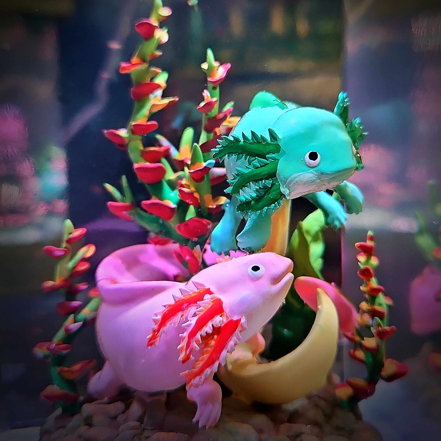 Axolotl Resin Lamp V2 - Fantasy Bloom Edition Multicolor / Size M – Handmade Resin Lamp by Rescene Studio | Rescene Studio