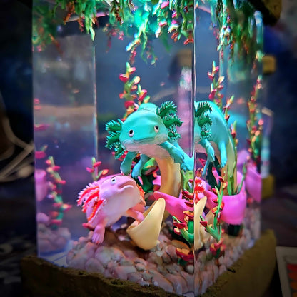 Axolotl Resin Lamp V2 - Fantasy Bloom Edition Multicolor / Size M – Handmade Resin Lamp by Rescene Studio | Rescene Studio