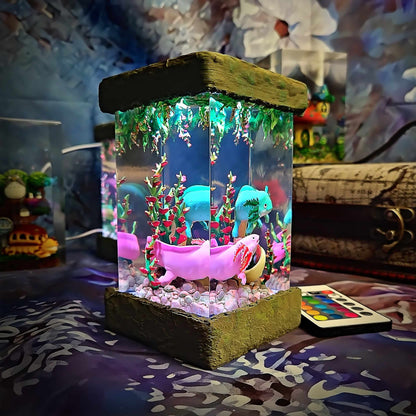 Axolotl Resin Lamp V2 - Fantasy Bloom Edition Multicolor / Size M – Handmade Resin Lamp by Rescene Studio | Rescene Studio