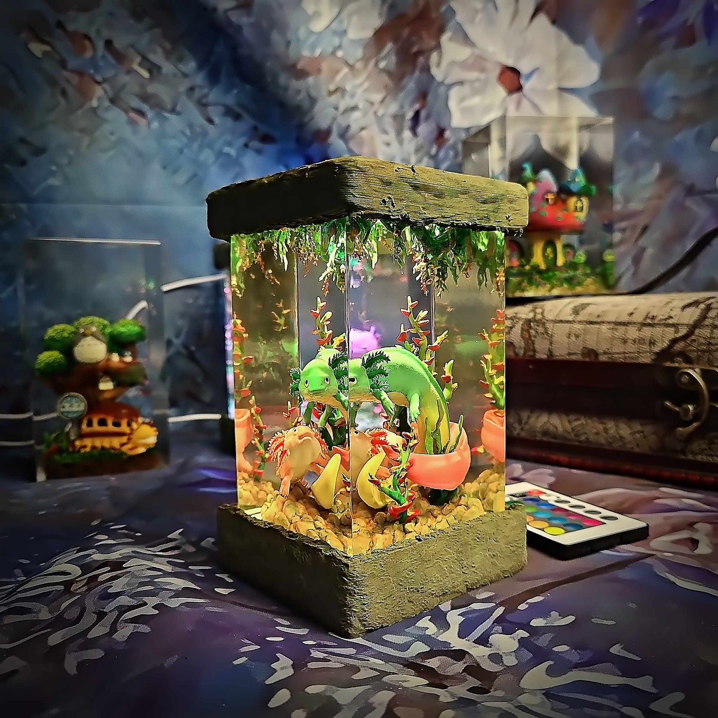 Axolotl Resin Lamp V2 - Fantasy Bloom Edition Multicolor / Size M – Handmade Resin Lamp by Rescene Studio | Rescene Studio