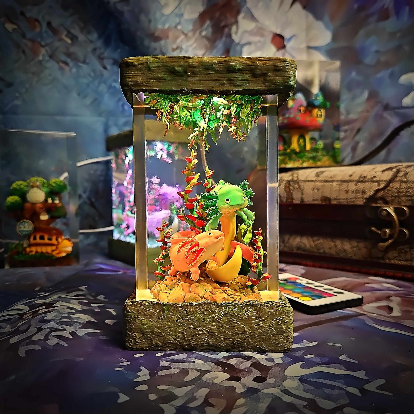 Axolotl Resin Lamp V2 - Fantasy Bloom Edition Multicolor / Size M – Handmade Resin Lamp by Rescene Studio | Rescene Studio