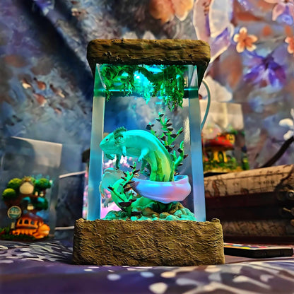 Axolotl Resin Lamp V2 - Fantasy Bloom Edition Multicolor / Size M – Handmade Resin Lamp by Rescene Studio | Rescene Studio