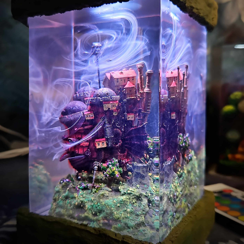 Howl’s Moving Castle Resin Lamp - Studio Ghibli Multicolor / Size M – Handmade Epoxy Resin Lamp by Rescene Studio | Rescene Studio