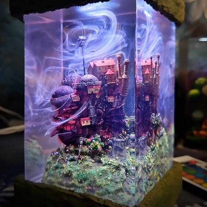 Howl’s Moving Castle Resin Lamp - Studio Ghibli Multicolor / Size M – Handmade Resin Lamp by Rescene Studio | Rescene Studio