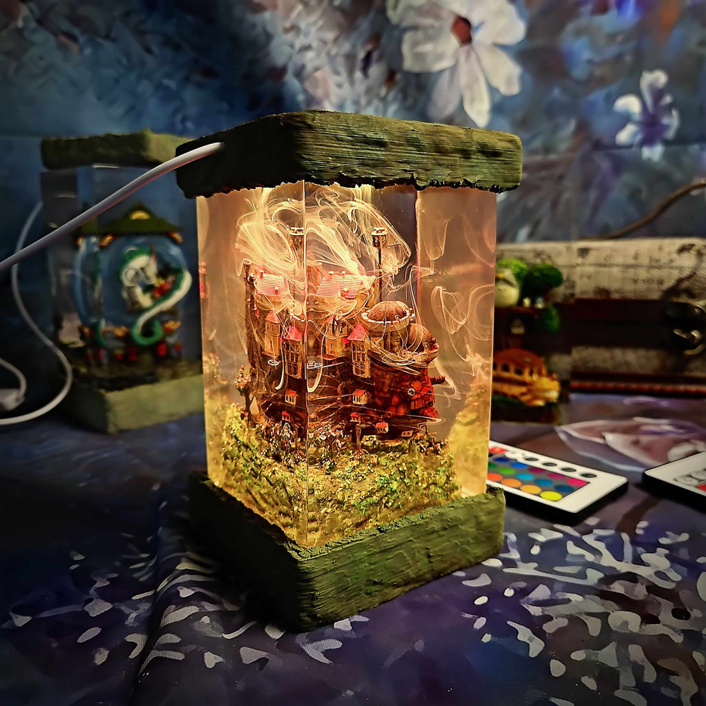 Howl’s Moving Castle Resin Lamp - Studio Ghibli Multicolor / Size M – Handmade Epoxy Resin Lamp by Rescene Studio | Rescene Studio