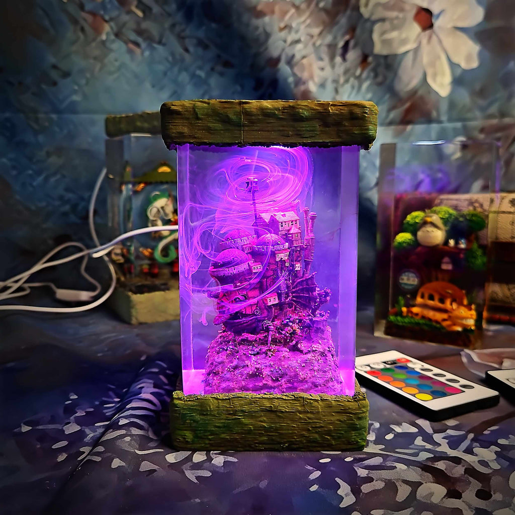 Howl’s Moving Castle Resin Lamp - Studio Ghibli Multicolor / Size M – Handmade Epoxy Resin Lamp by Rescene Studio | Rescene Studio