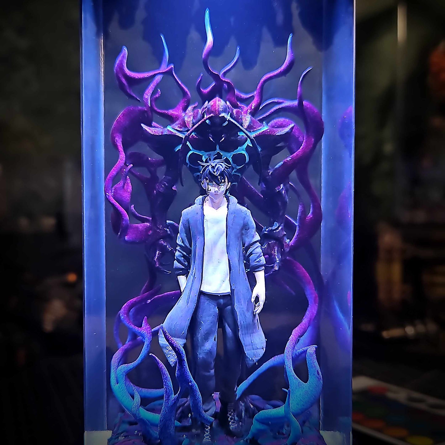 Sung Jin Woo Resin Lamp V2 - Solo Leveling Multicolor / Size M – Handmade Resin Lamp by Rescene Studio | Rescene Studio