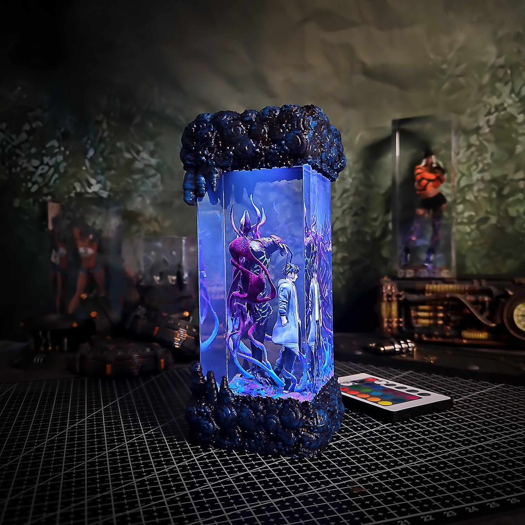 Sung Jin Woo Resin Lamp V2 - Solo Leveling Multicolor / Size M – Handmade Epoxy Resin Lamp by Rescene Studio | Rescene Studio