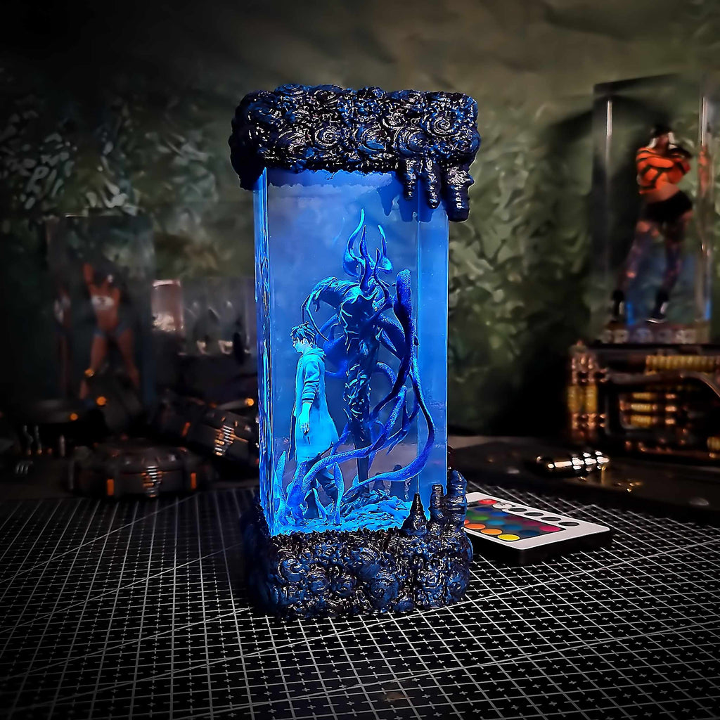 Sung Jin Woo Resin Lamp V2 - Solo Leveling Multicolor / Size M – Handmade Epoxy Resin Lamp by Rescene Studio | Rescene Studio