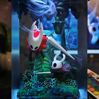 Hornet & The Knight Resin Lamp – Hollow Knight Multicolor / Size M – Handmade Resin Lamp by Rescene Studio | Rescene Studio