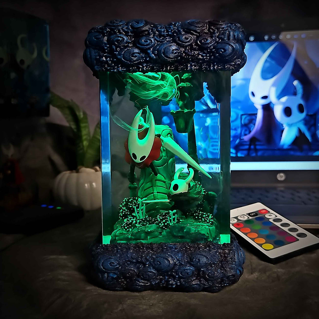 Hornet & The Knight Resin Lamp – Hollow Knight Multicolor / Size M – Handmade Epoxy Resin Lamp by Rescene Studio | Rescene Studio