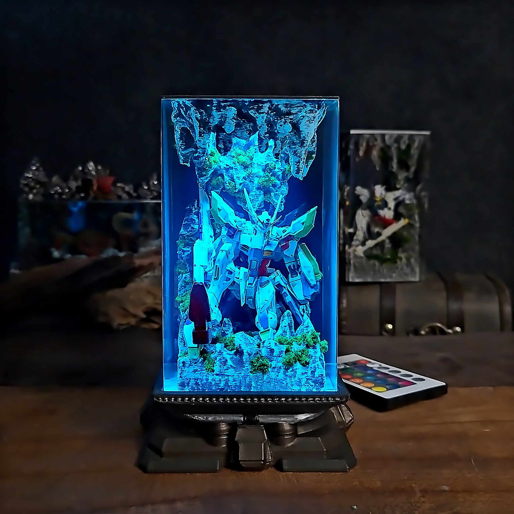 Wing Gundam Resin Lamp - Mobile Suit Gundam V2 Multicolor / Size M – Handmade Epoxy Resin Lamp by Rescene Studio | Rescene Studio