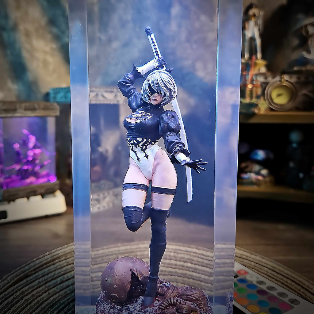 2B Resin Lamp – NieR Automata Multicolor / Size M – Handmade Epoxy Resin Lamp by Rescene Studio | Rescene Studio