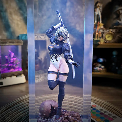 2B Resin Lamp – NieR Automata Multicolor / Size M – Handmade Resin Lamp by Rescene Studio | Rescene Studio