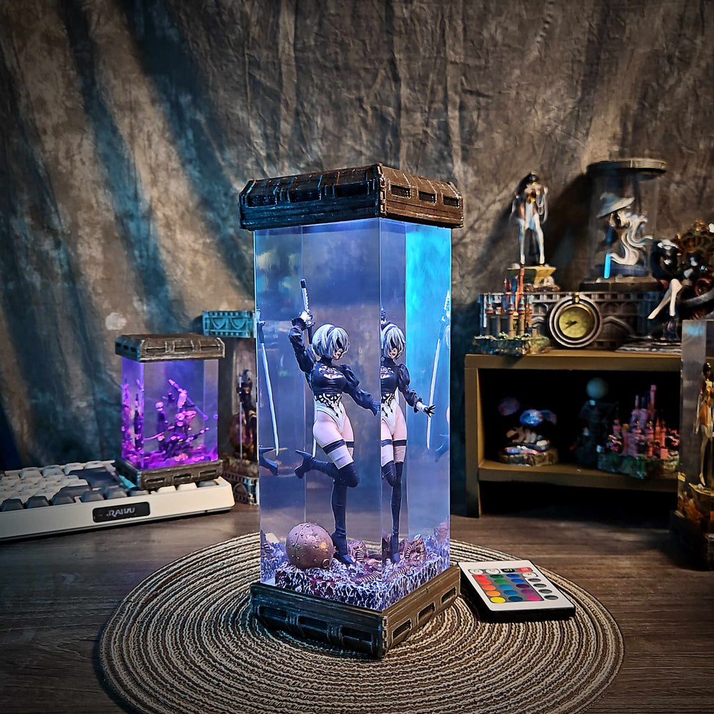 2B Resin Lamp – NieR Automata Multicolor / Size M – Handmade Epoxy Resin Lamp by Rescene Studio | Rescene Studio