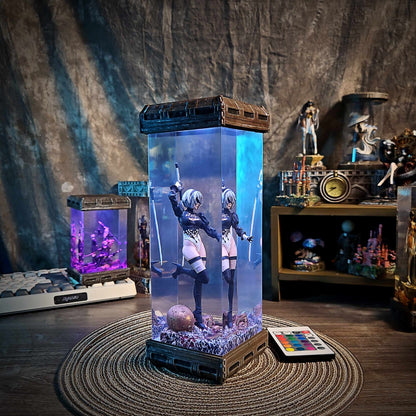 2B Resin Lamp – NieR Automata Multicolor / Size M – Handmade Resin Lamp by Rescene Studio | Rescene Studio