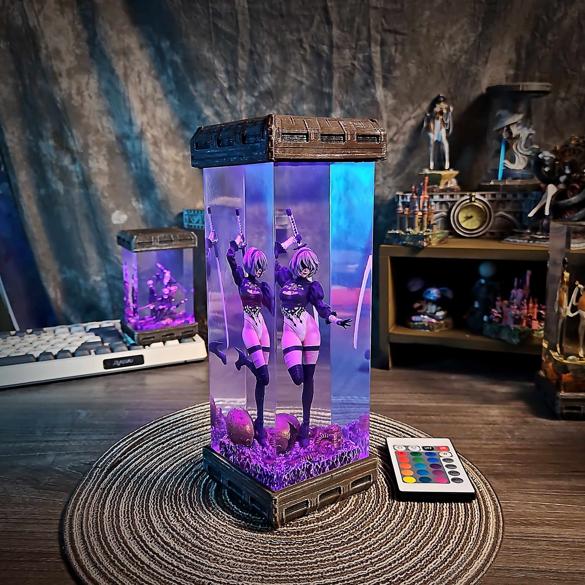 2B Resin Lamp – NieR Automata Multicolor / Size M – Handmade Epoxy Resin Lamp by Rescene Studio | Rescene Studio