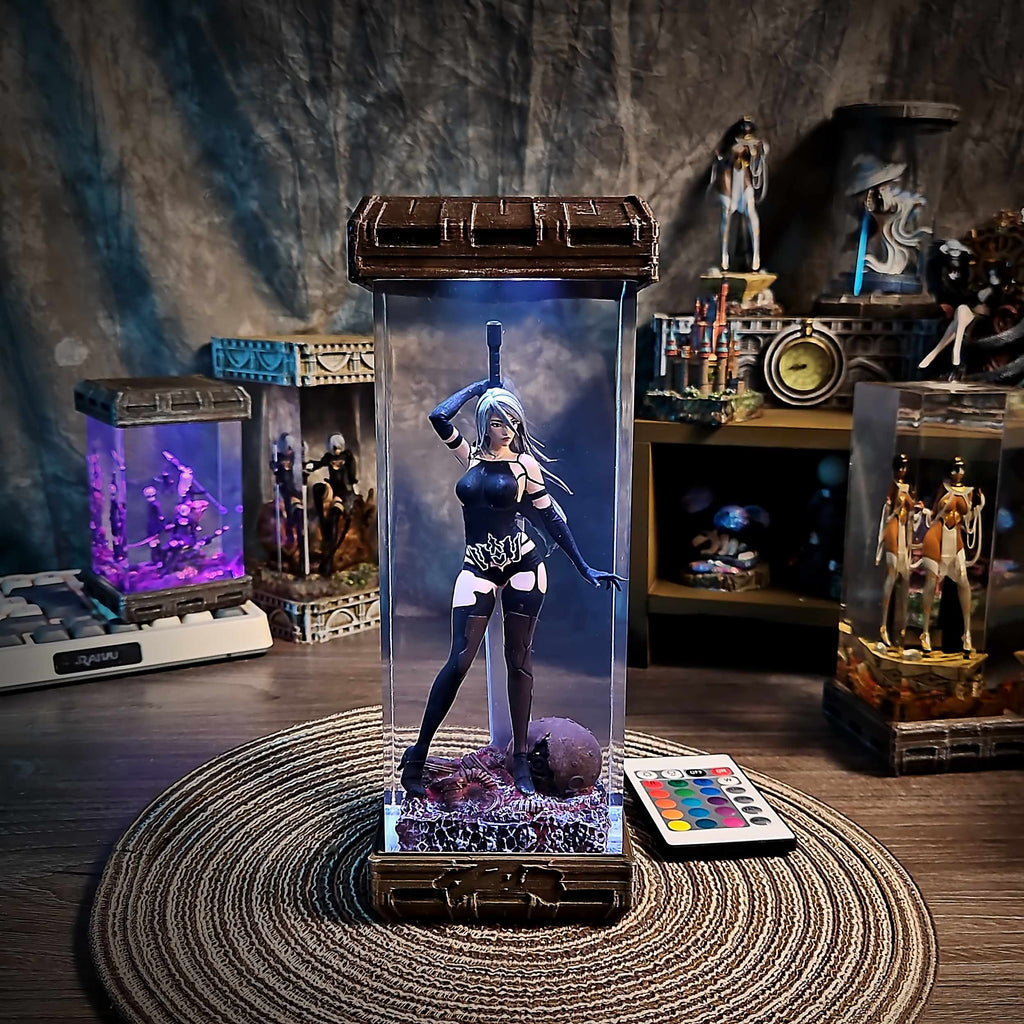 A2 Resin Epoxy Lamp – NieR Automata Multicolor / Size M – Handmade Epoxy Resin Lamp by Rescene Studio | Rescene Studio