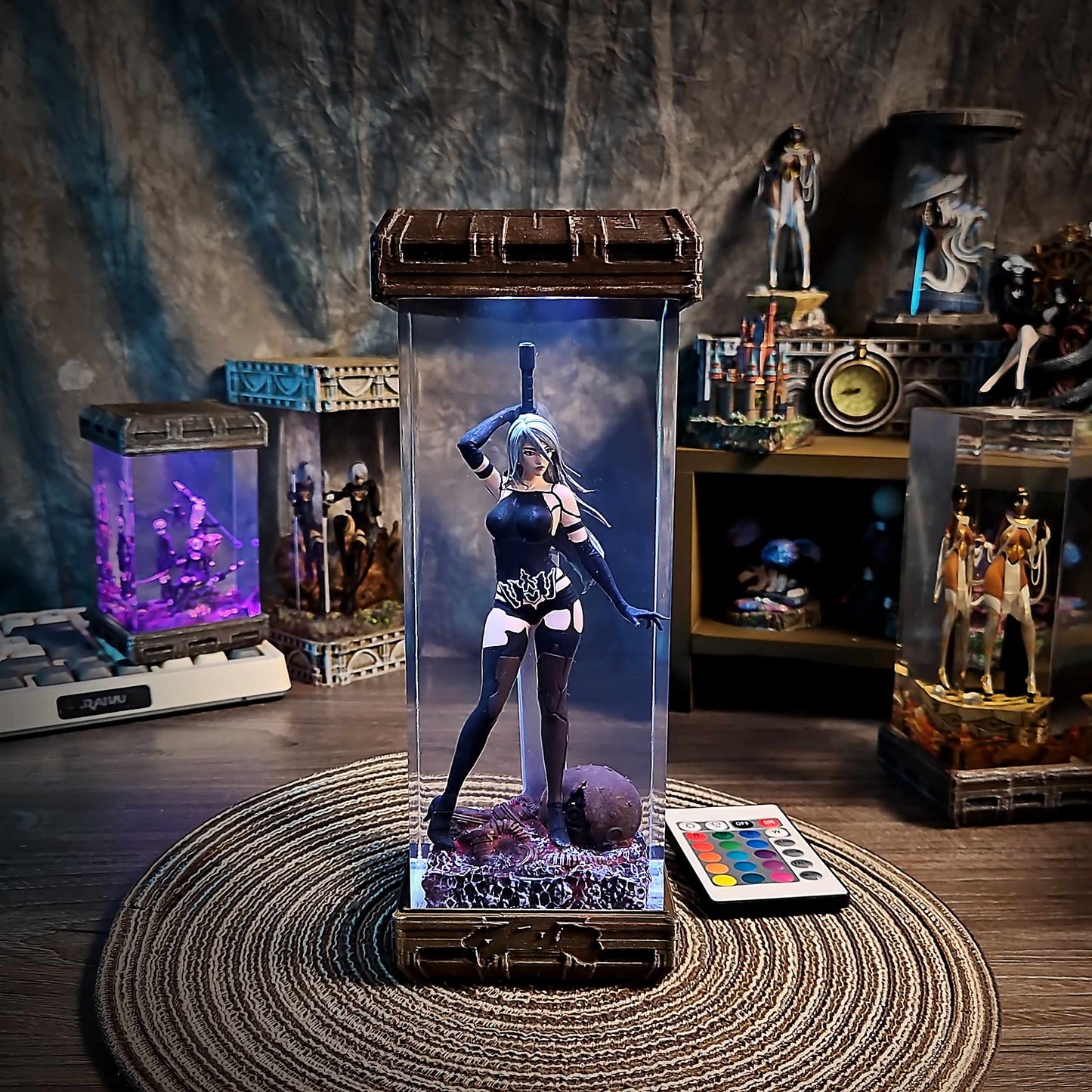 A2 Resin Epoxy Lamp – NieR Automata Multicolor / Size M – Handmade Resin Lamp by Rescene Studio | Rescene Studio