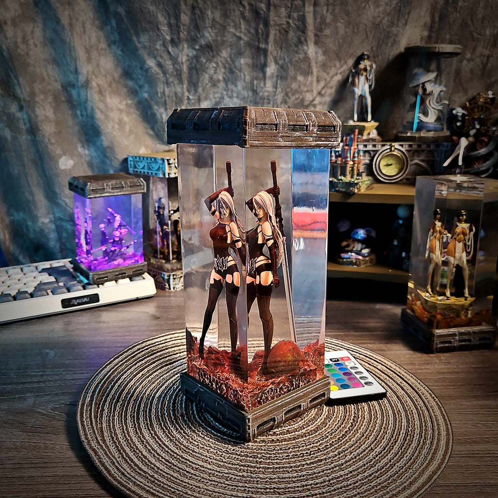 A2 Resin Epoxy Lamp – NieR Automata Multicolor / Size M – Handmade Epoxy Resin Lamp by Rescene Studio | Rescene Studio