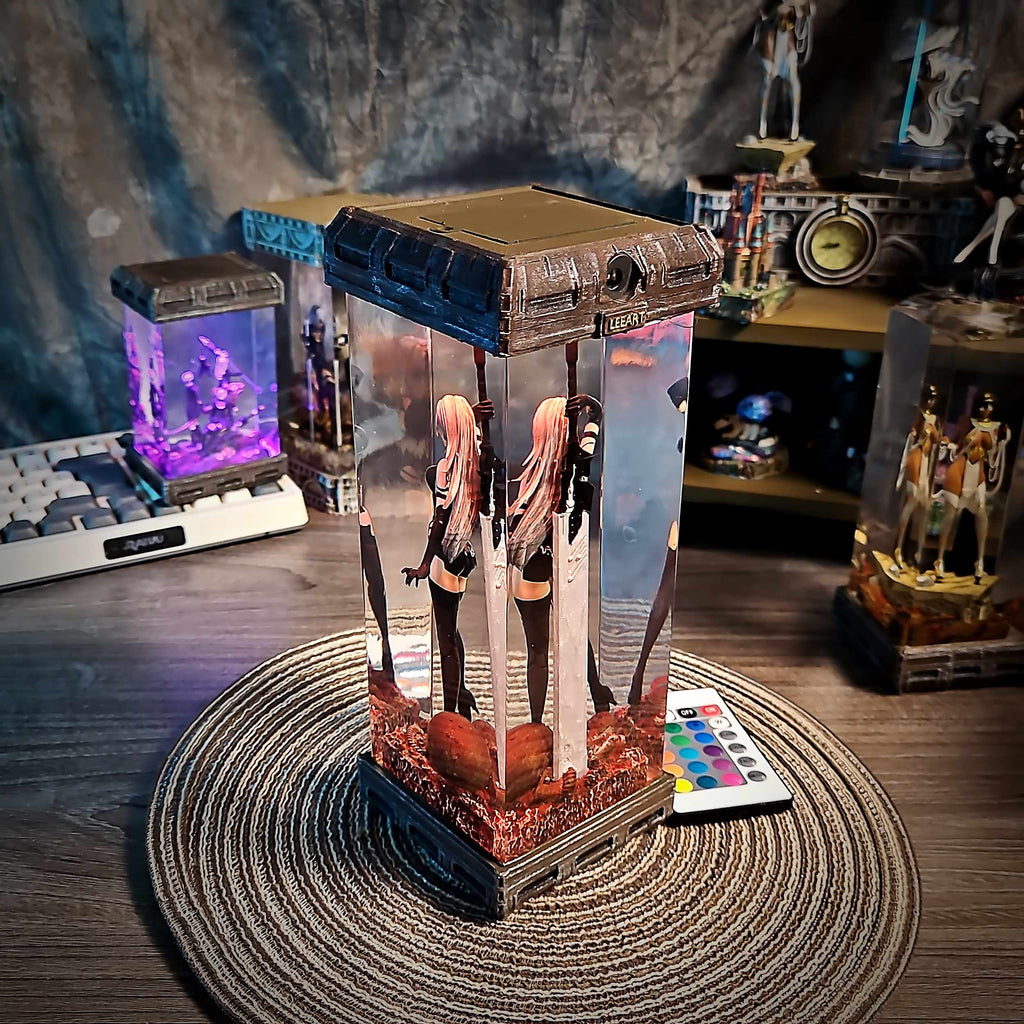 A2 Resin Epoxy Lamp – NieR Automata Multicolor / Size M – Handmade Epoxy Resin Lamp by Rescene Studio | Rescene Studio
