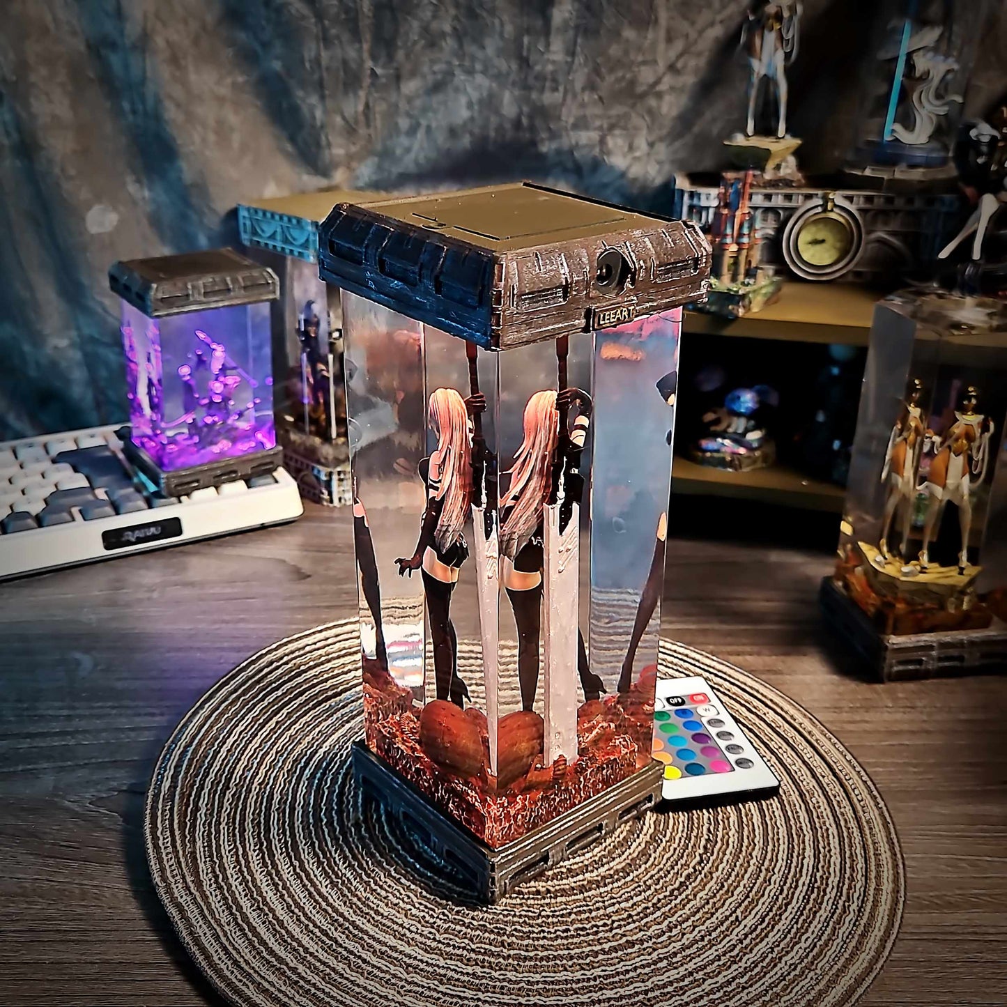 A2 Resin Epoxy Lamp – NieR Automata Multicolor / Size M – Handmade Resin Lamp by Rescene Studio | Rescene Studio