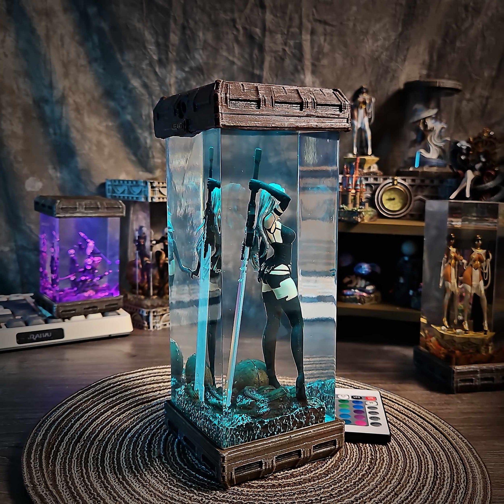 A2 Resin Epoxy Lamp – NieR Automata Multicolor / Size M – Handmade Epoxy Resin Lamp by Rescene Studio | Rescene Studio