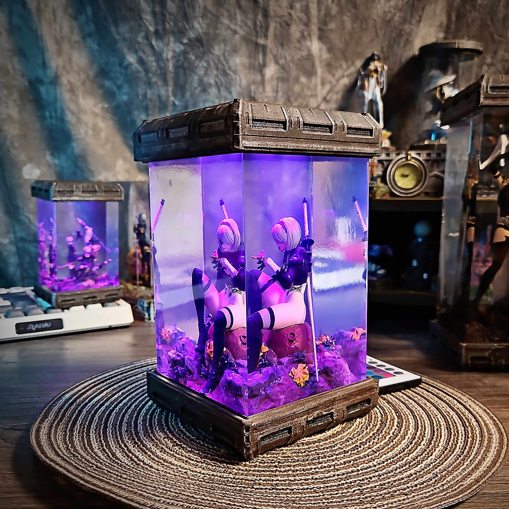 2B Resin Epoxy Lamp V2 – NieR Automata Multicolor / Size M – Handmade Epoxy Resin Lamp by Rescene Studio | Rescene Studio