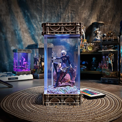 2B Resin Epoxy Lamp V3 – NieR Automata Multicolor / Size M – Handmade Epoxy Resin Lamp by Rescene Studio | Rescene Studio