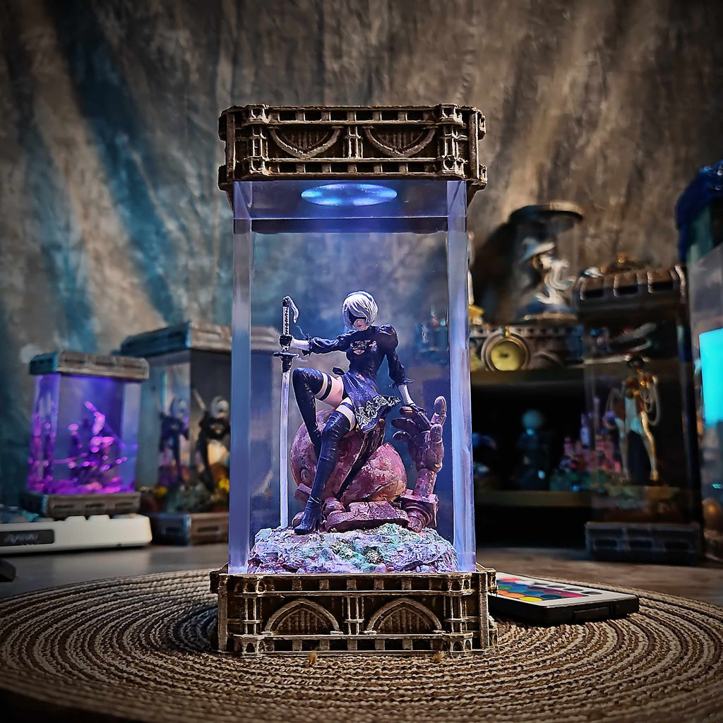 2B Resin Epoxy Lamp V3 – NieR Automata Multicolor / Size M – Handmade Epoxy Resin Lamp by Rescene Studio | Rescene Studio