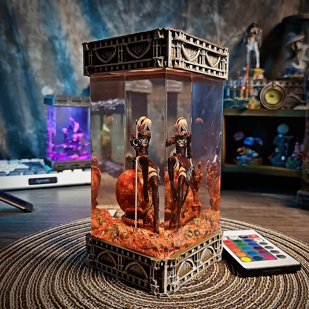 2B Resin Epoxy Lamp V3 – NieR Automata Multicolor / Size M – Handmade Epoxy Resin Lamp by Rescene Studio | Rescene Studio