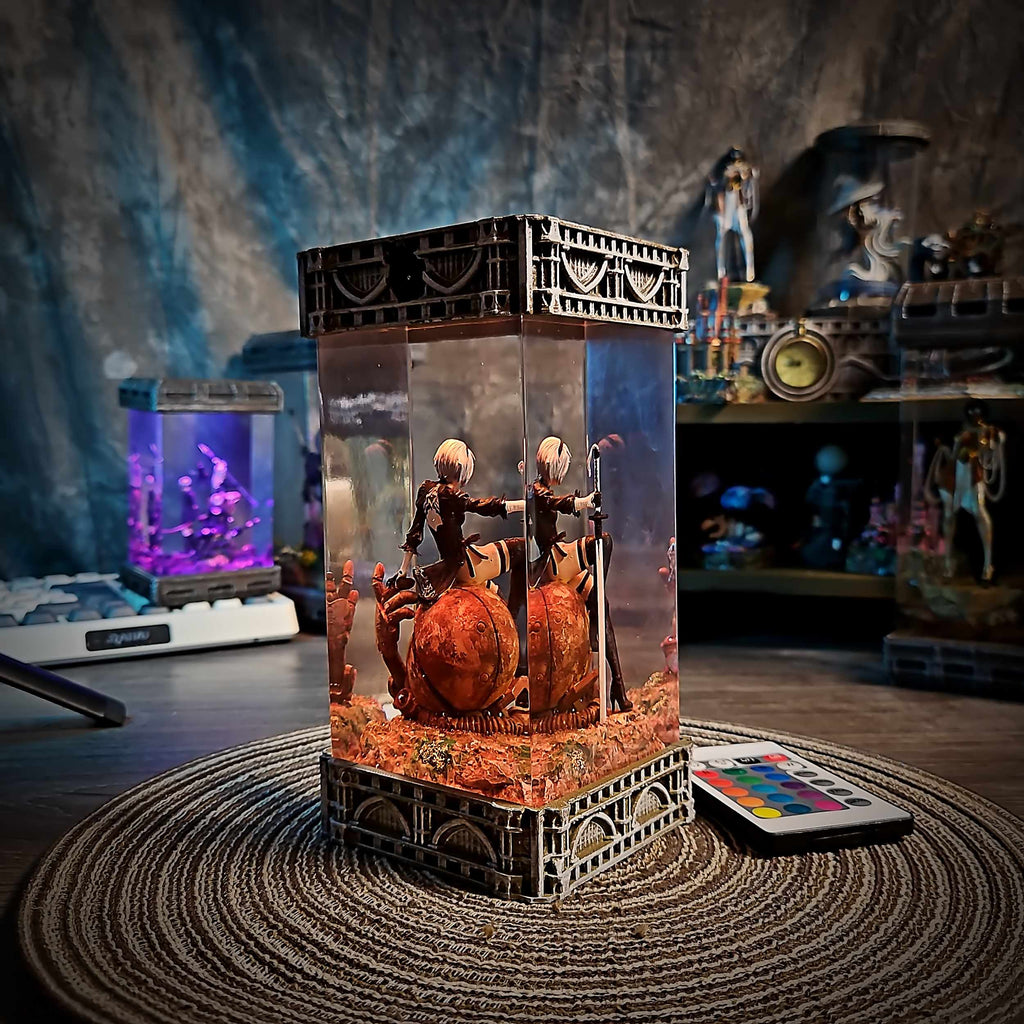 2B Resin Epoxy Lamp V3 – NieR Automata Multicolor / Size M – Handmade Epoxy Resin Lamp by Rescene Studio | Rescene Studio