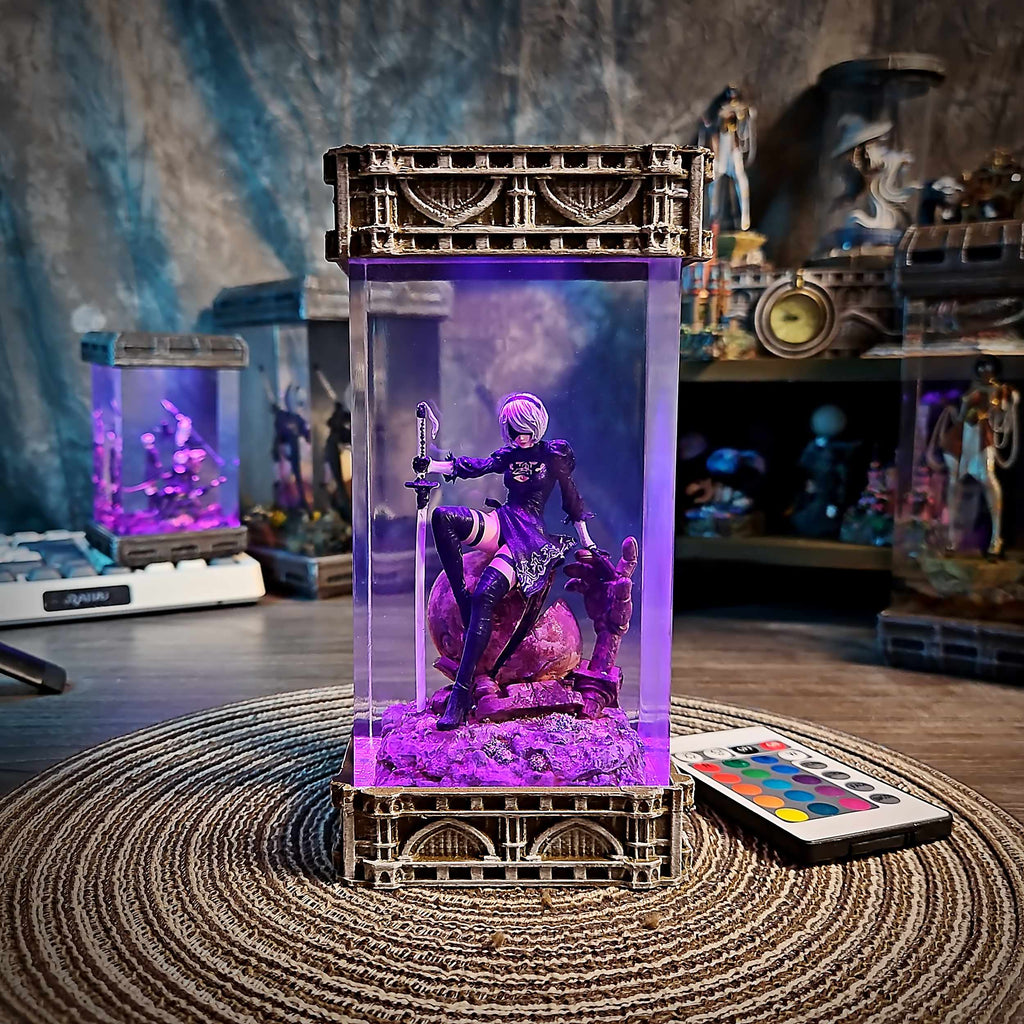 2B Resin Epoxy Lamp V3 – NieR Automata Multicolor / Size M – Handmade Epoxy Resin Lamp by Rescene Studio | Rescene Studio