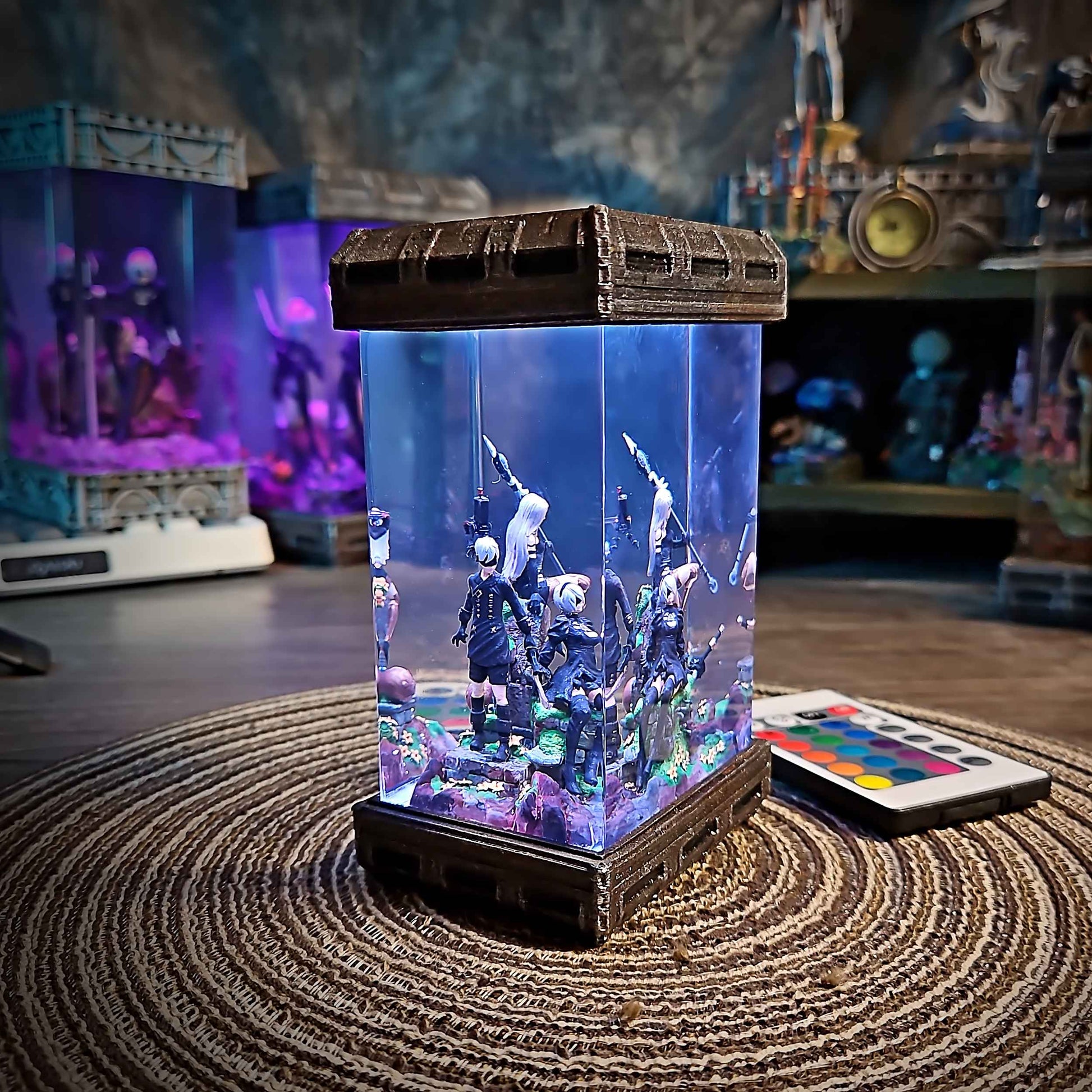 NieR Automata Diorama Resin Lamp – 2B, 9S & A2 Multicolor / Size M – Handmade Epoxy Resin Lamp by Rescene Studio | Rescene Studio