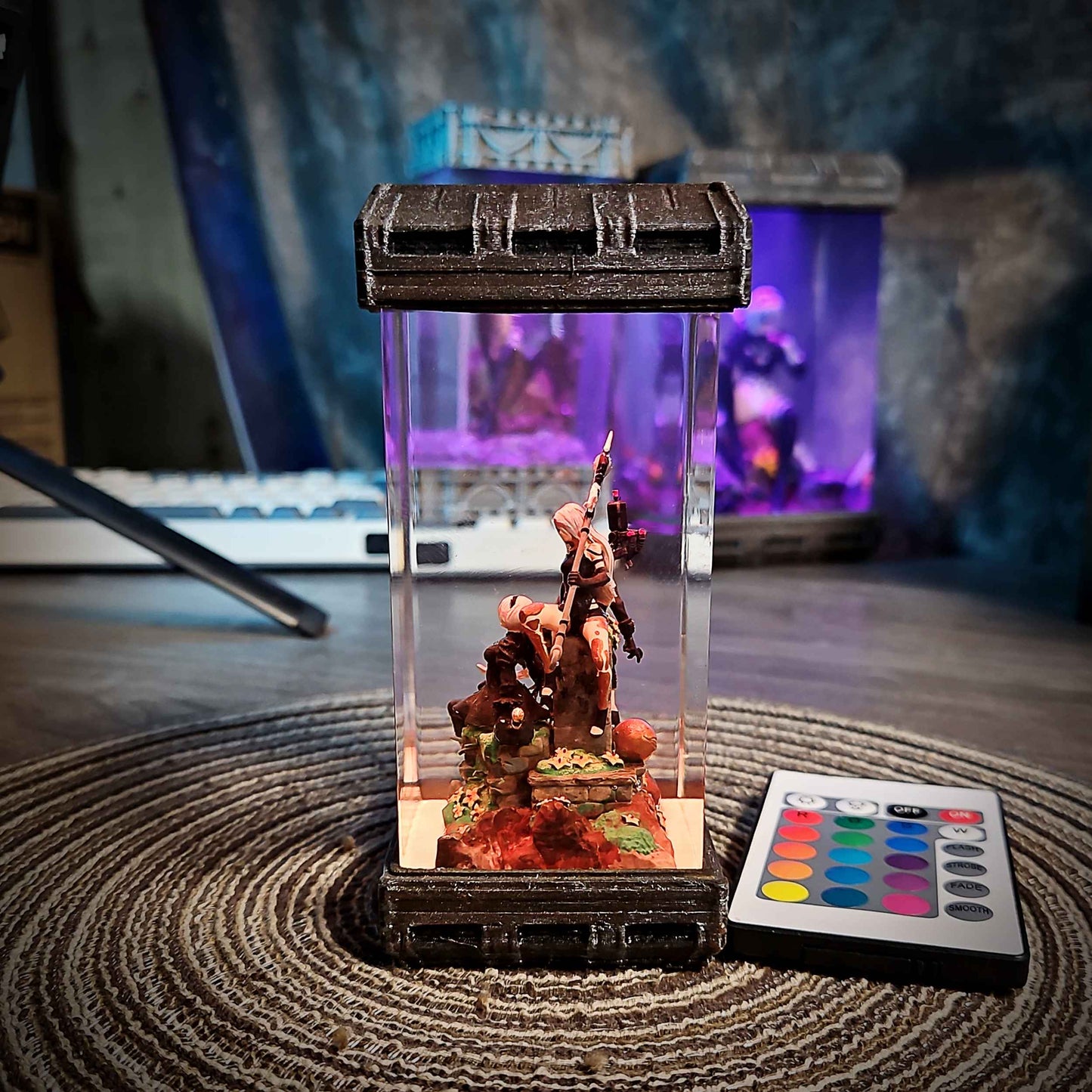 NieR Automata Diorama Resin Lamp – 2B, 9S & A2 Multicolor / Size M – Handmade Resin Lamp by Rescene Studio | Rescene Studio