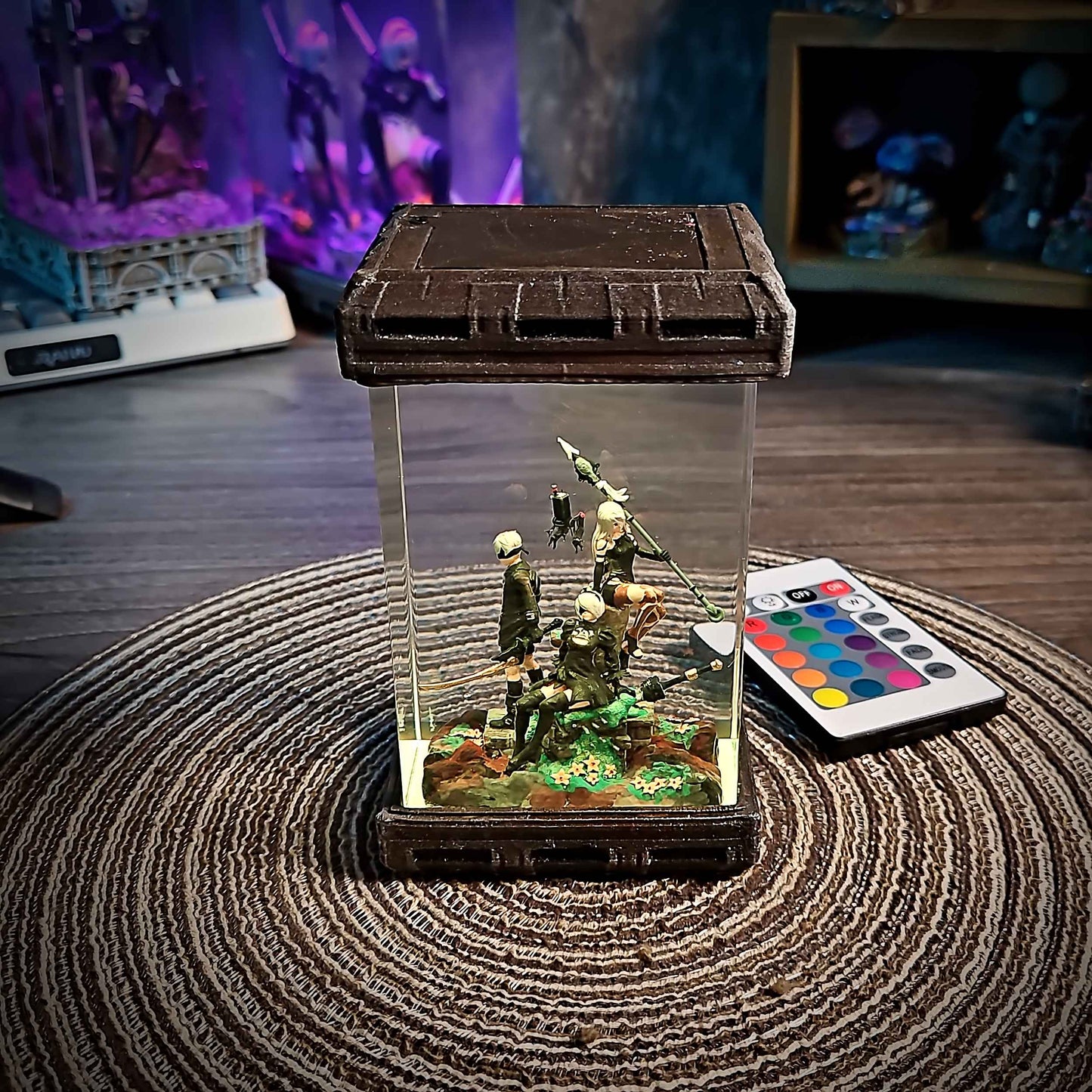 NieR Automata Diorama Resin Lamp – 2B, 9S & A2 Multicolor / Size M – Handmade Resin Lamp by Rescene Studio | Rescene Studio