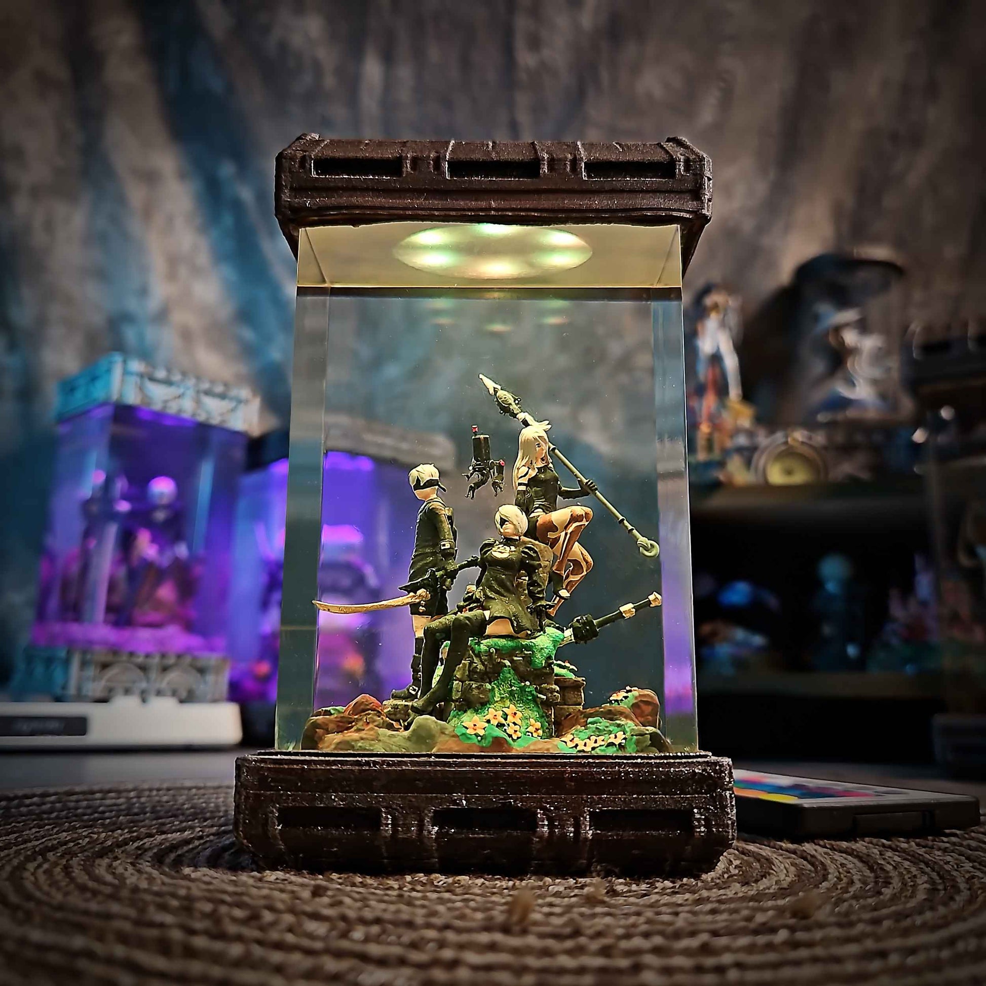 NieR Automata Diorama Resin Lamp – 2B, 9S & A2 Multicolor / Size M – Handmade Epoxy Resin Lamp by Rescene Studio | Rescene Studio