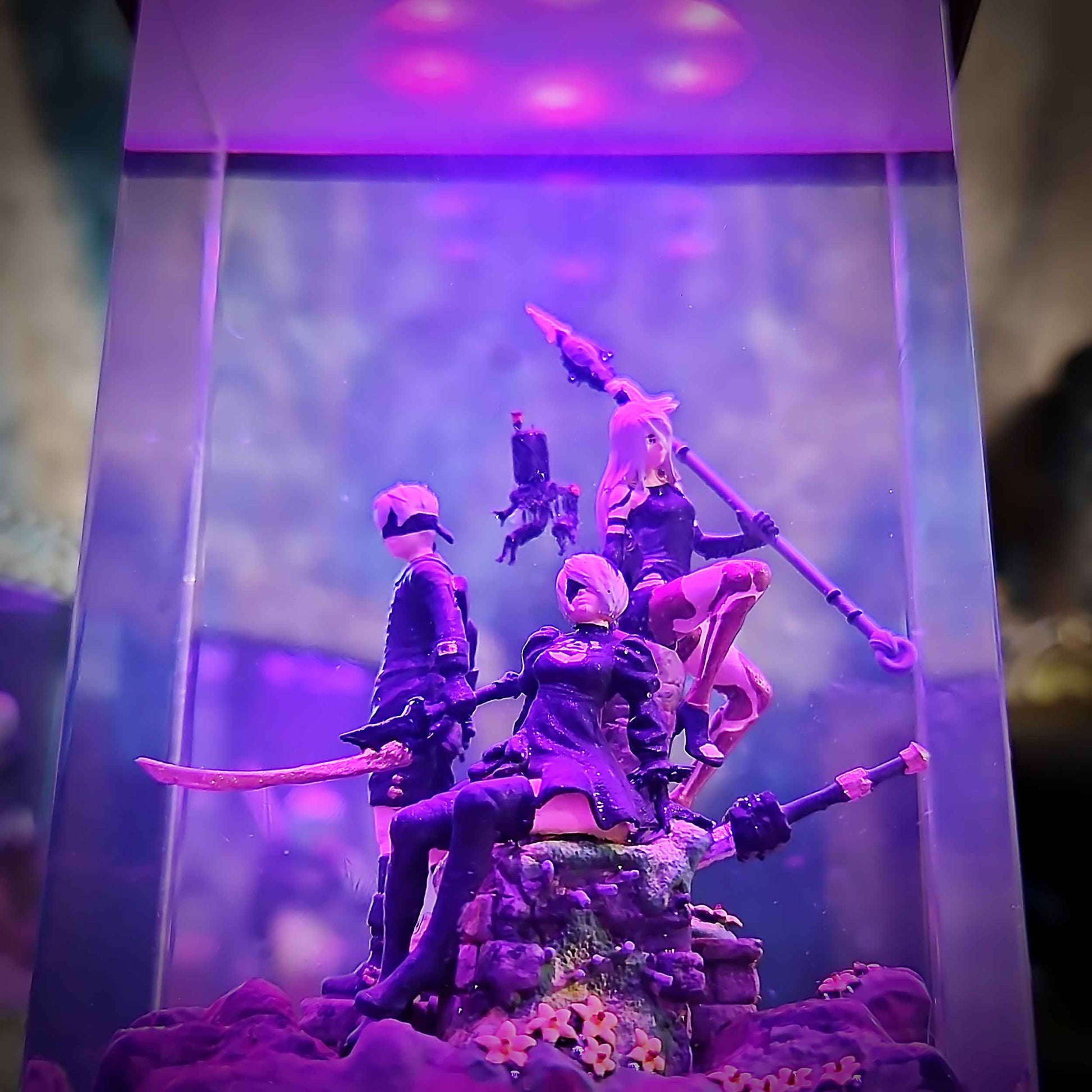 NieR Automata Diorama Resin Lamp – 2B, 9S & A2 Multicolor / Size M – Handmade Epoxy Resin Lamp by Rescene Studio | Rescene Studio