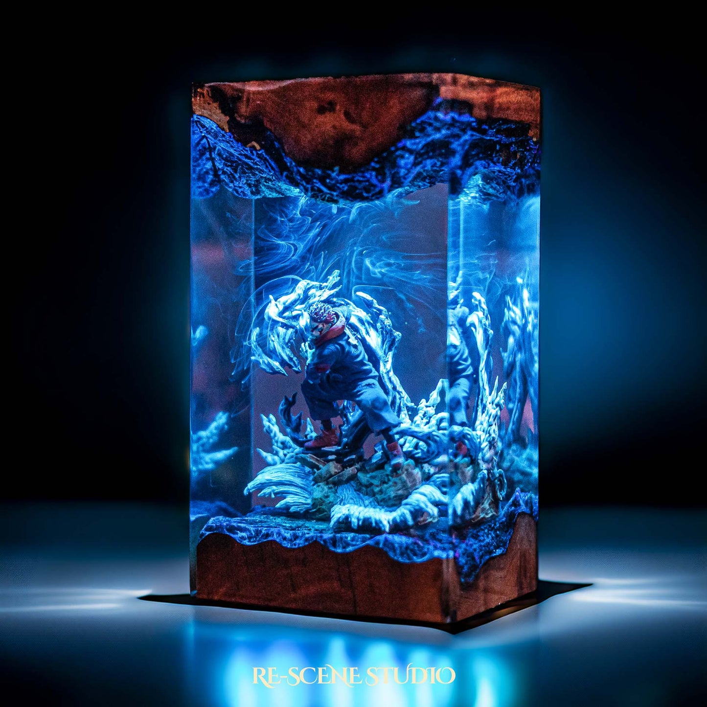 Yuji Itadori Resin Lamp — Closeup Detail | Original Epoxy Resin Sculpture with Built-in LED Glow