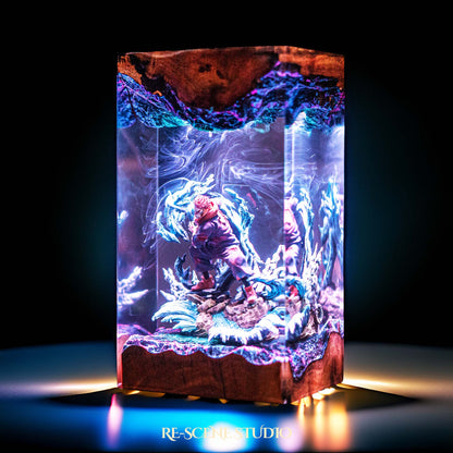 Yuji Itadori Resin Lamp — Display Setup | Artisan Resin Art Lamp, Ambient Light for Home or Office
